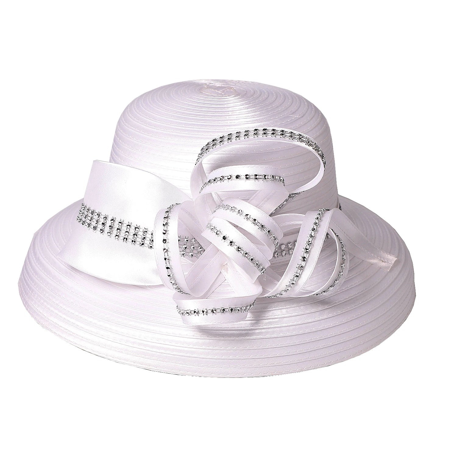 FS Lady Elegant White Wide Brim Hat – Perfect for Tea Parties, Weddings & Church