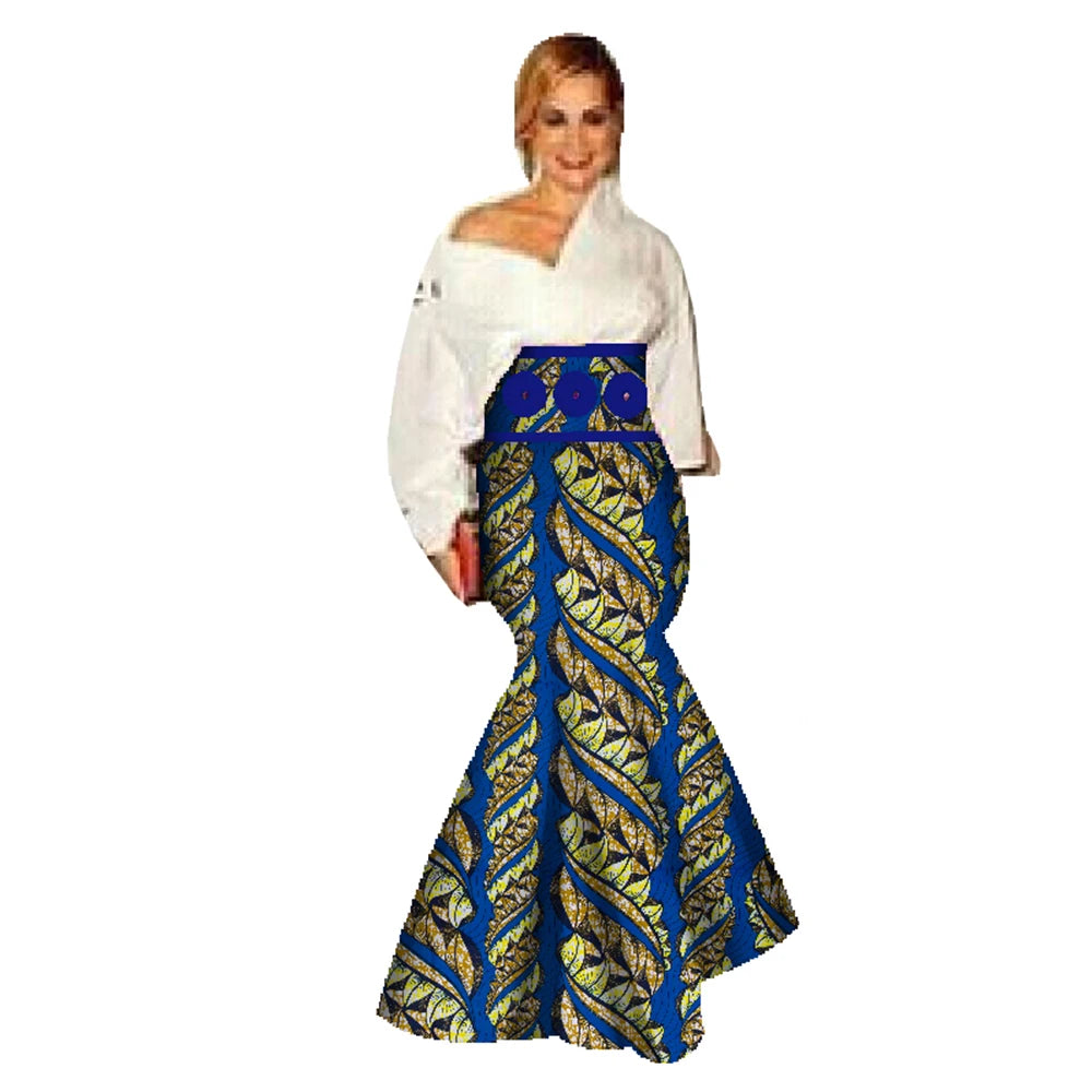 🌸 New African Casual Skirt for Women – Binta Real Wax Batik Cotton Skirt (WY078)