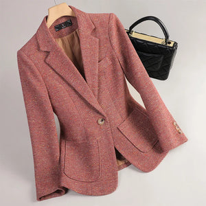 ❄️ 2025 Women’s Long Sleeve Woolen Suit Jacket – Elegant Warmth for Autumn & Winter