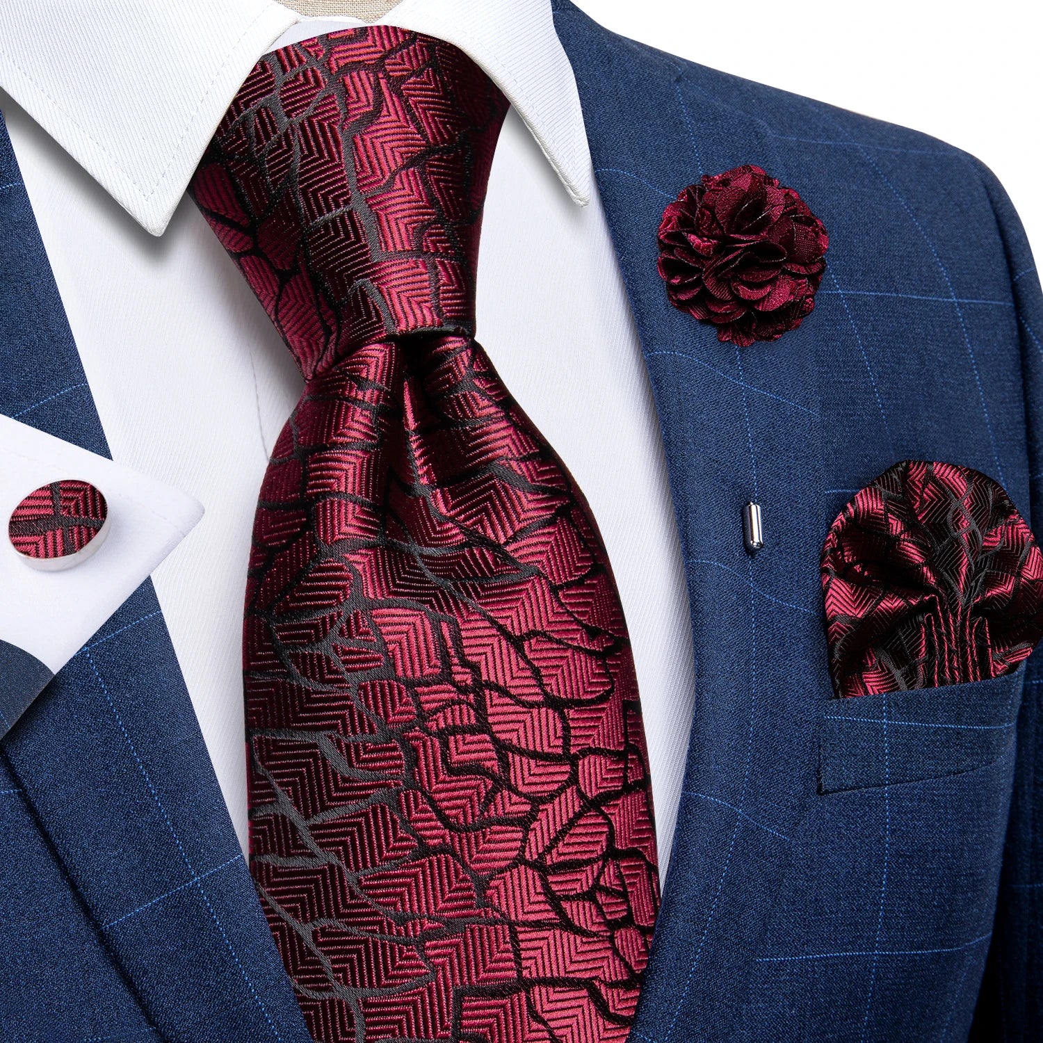 Luxury Yellow Solid Silk Tie Set for Men