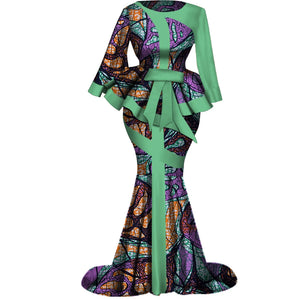 Women’s African Wax Print Two‑Piece Outfit — 2025 Bazin Riche Set (WY3792)