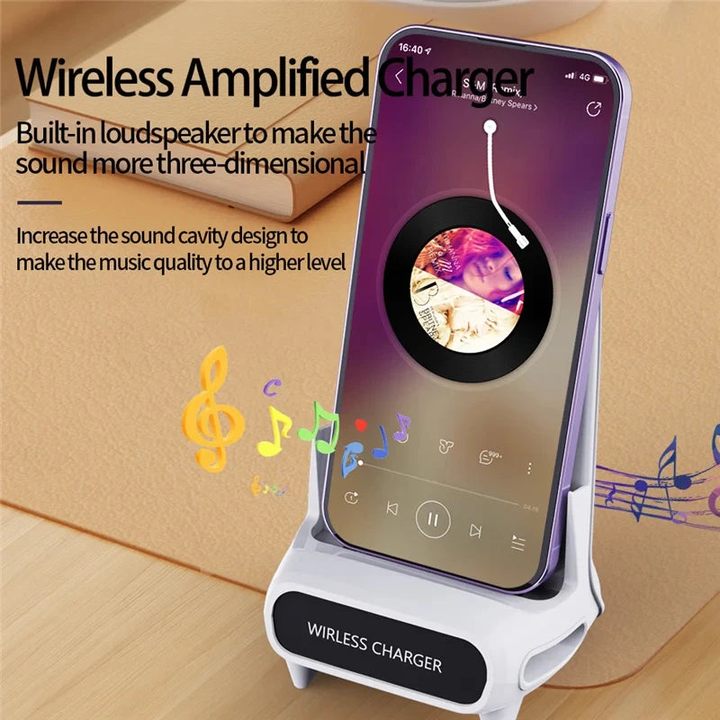 Wireless Charger Stand Pad – 15W Fast Charging Station & Desktop Phone Holder