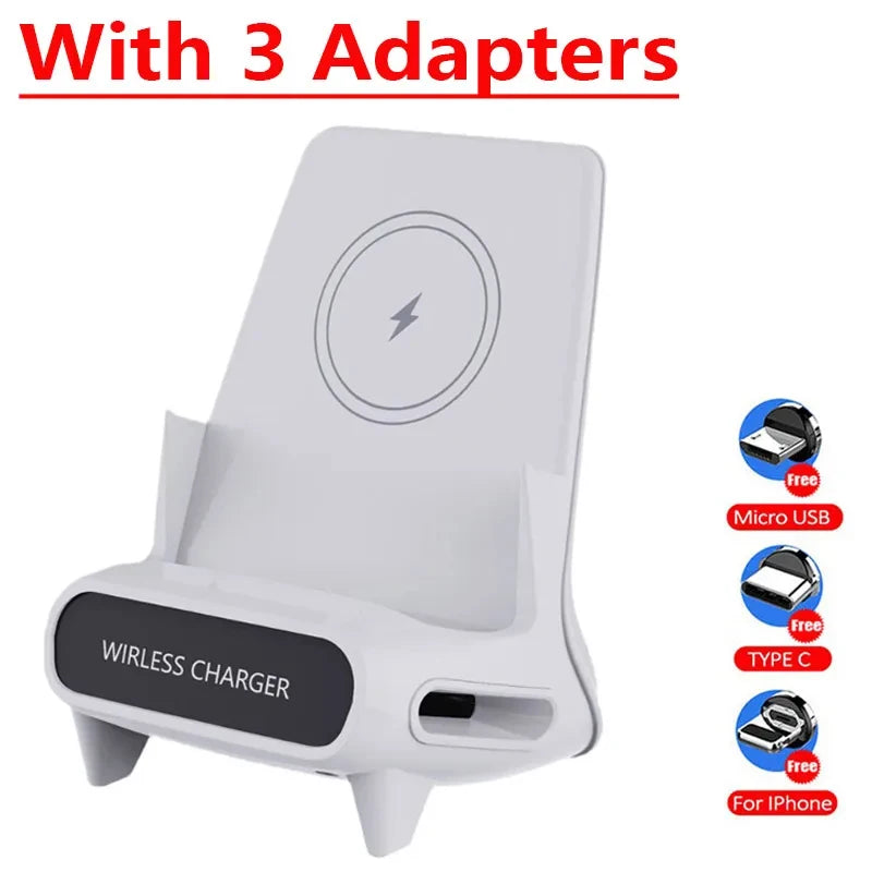 Wireless Charger Stand Pad – 15W Fast Charging Station & Desktop Phone Holder