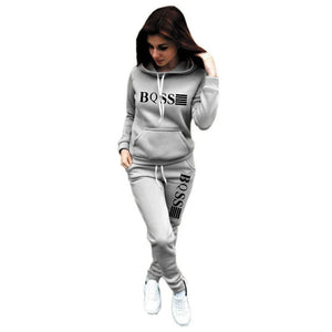 Autumn Winter Women's Tracksuit Casual Hooded Sweatshirt & Jogging Pants Set – Fleece Warm Outfit (2024 Daily Commuting Clothing)