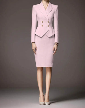 Business Summer Women’s Suit – 2-Piece Jacket & Skirt Set with Peak Lapel