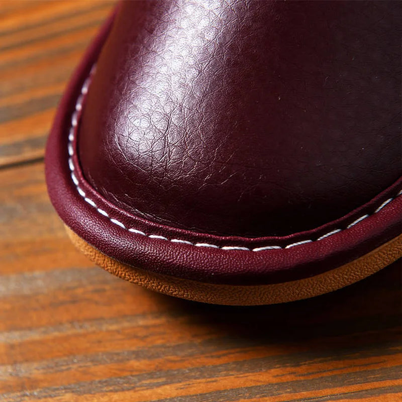 Affordable PU Leather Slippers – Cozy & Waterproof Indoor Comfort