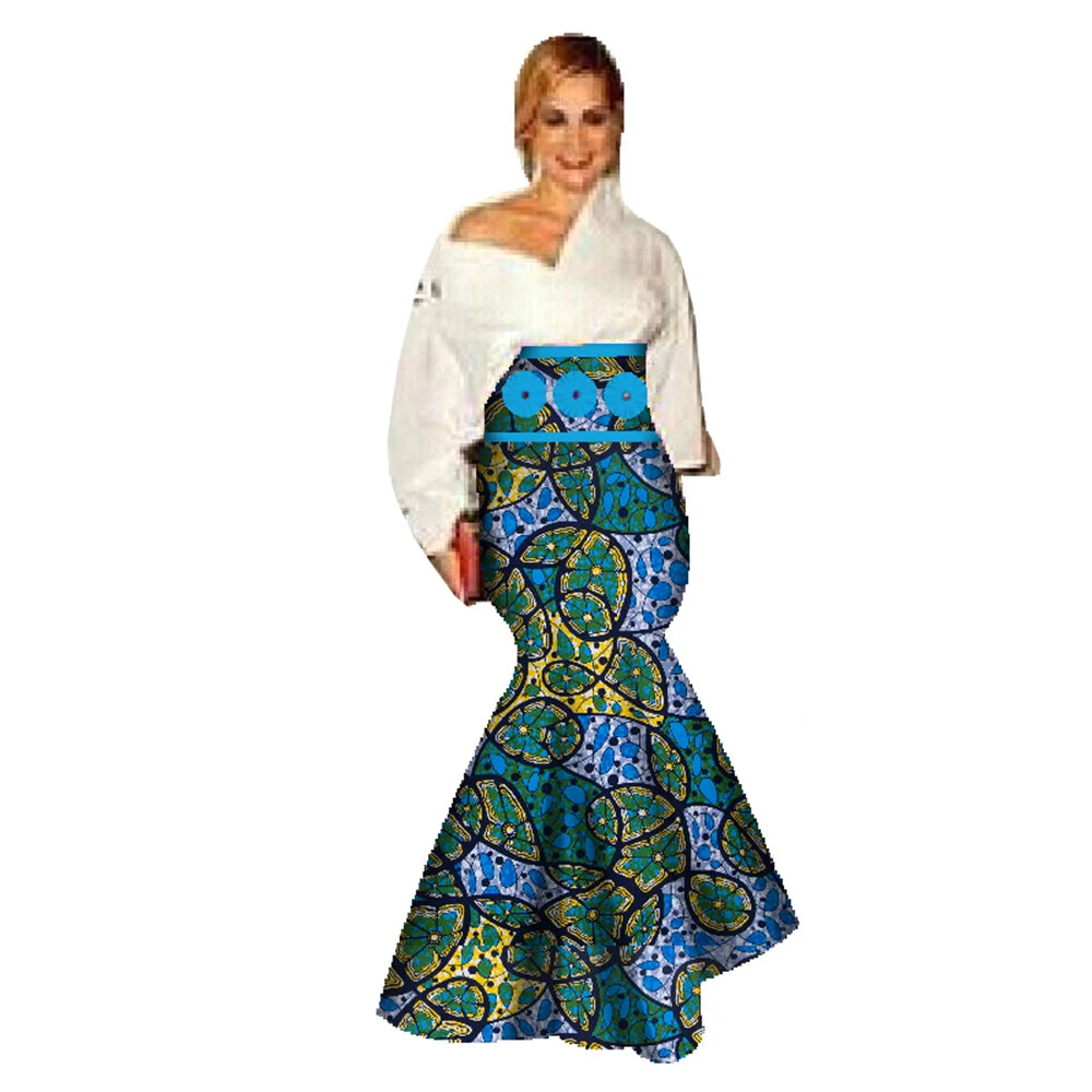🌸 New African Casual Skirt for Women – Binta Real Wax Batik Cotton Skirt (WY078)