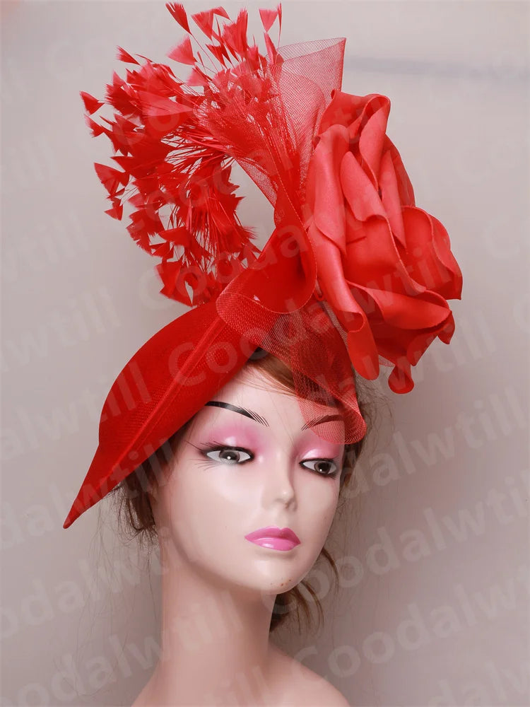 🌸 Big Flower Wedding Fascinator Hat – Elegant Women’s Headpiece for Special Occasions