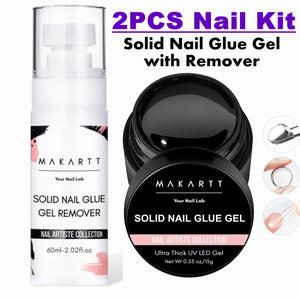 💅 Solid Nail Glue Gel Kit – 15ml Nail Glue + 60ml Remover