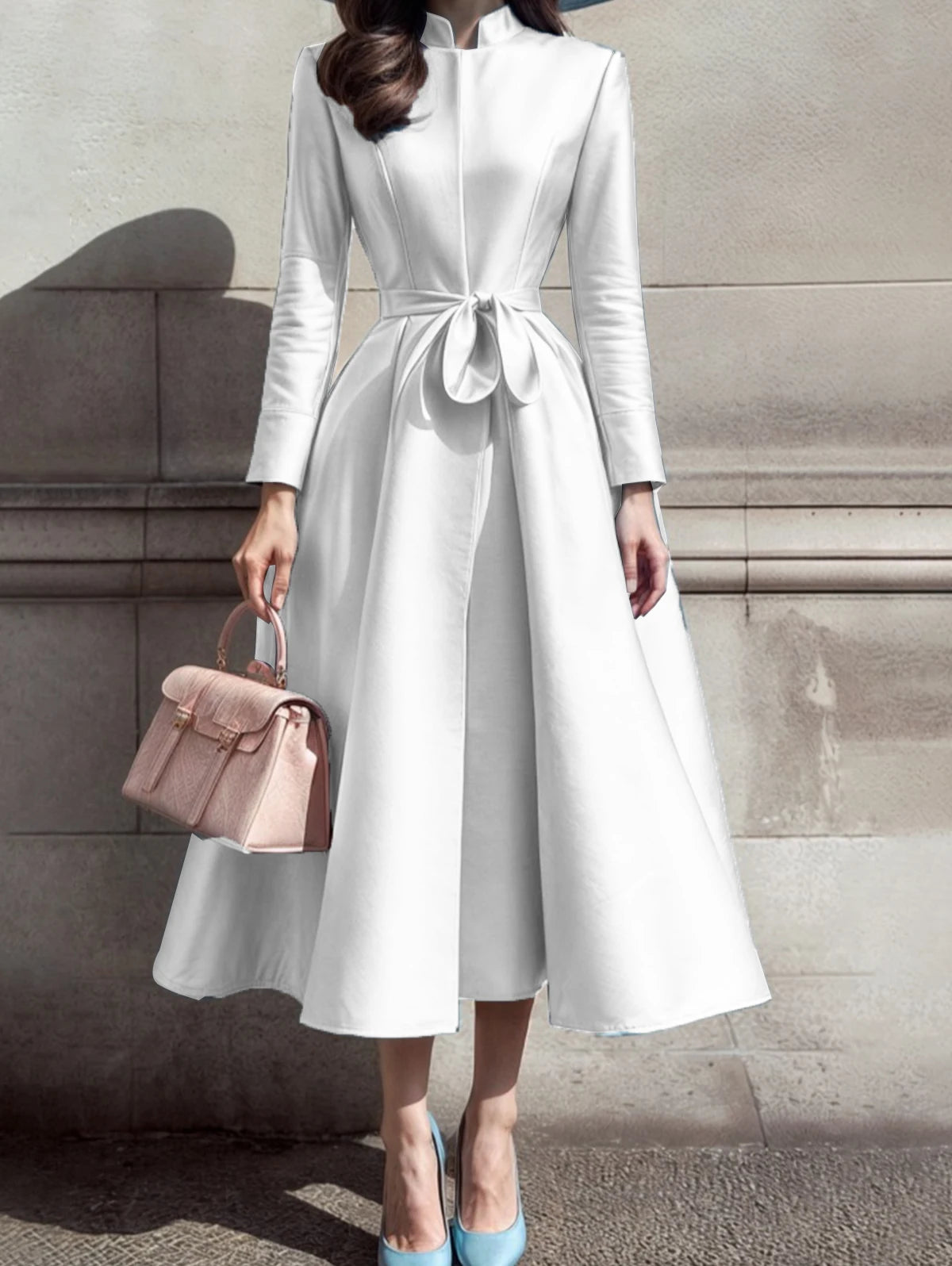 Elegant Stand Collar Pleated A-Line Midi Dress
✨ Grace, Elegance & Timeless Style ✨