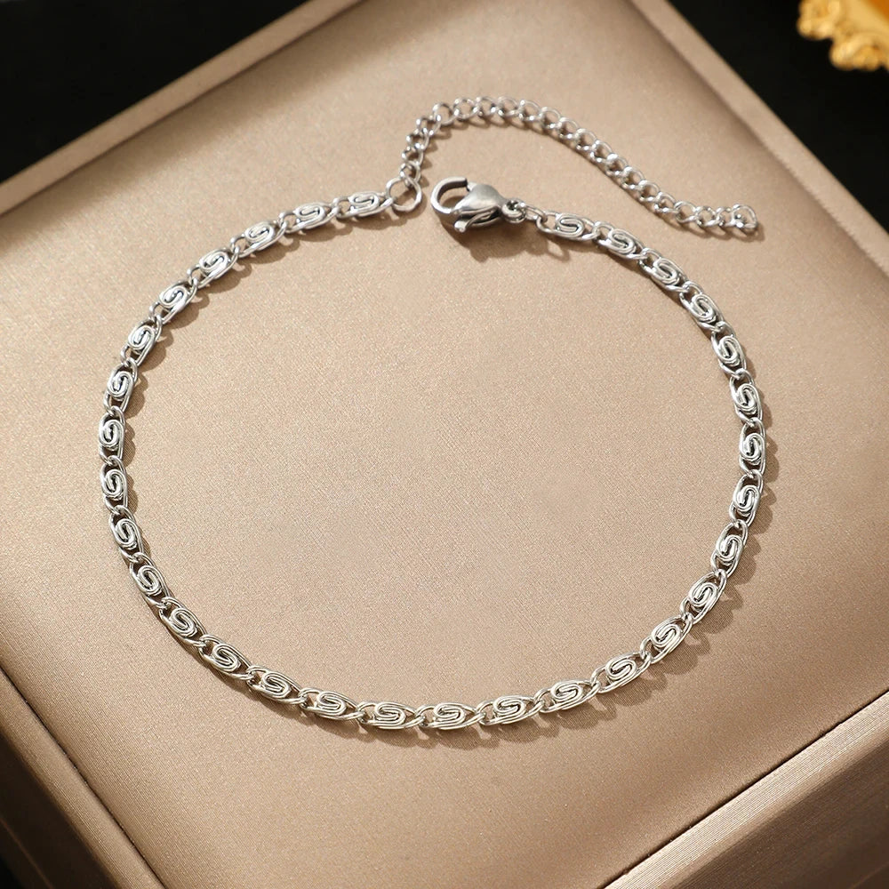 ✨ FTCY Stainless Steel Chain Bracelet – Lightweight Gold Elegance for Your Wrist or Ankle