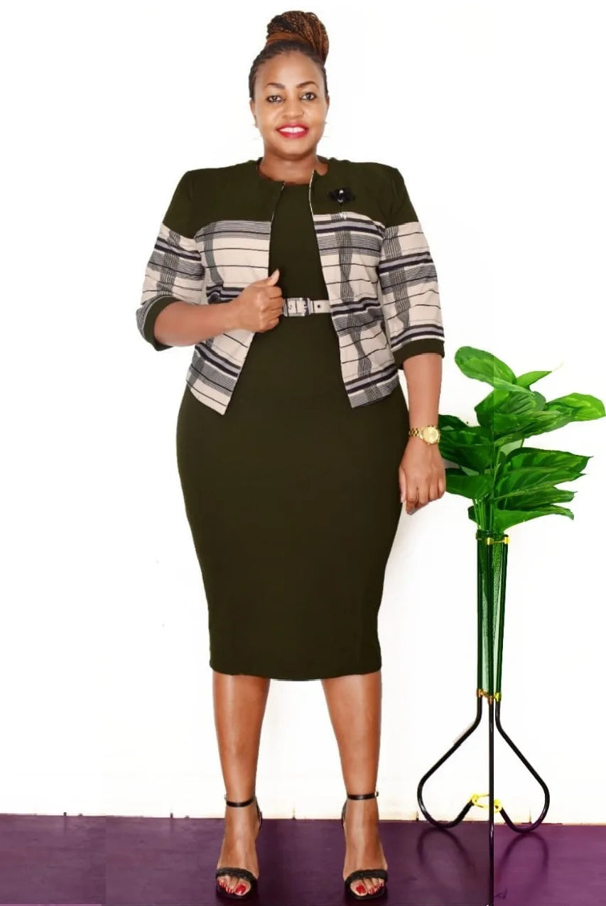 African Clothes Flower Printed Two-Piece Set – Sleeveless Bodycon Mini Dress & Coat Suit for Women