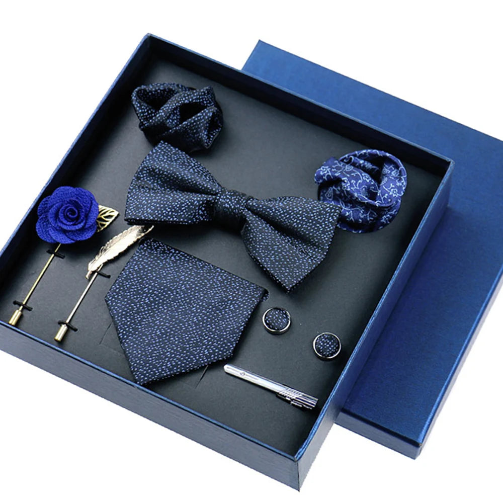 8-Piece Business Blue Tie Gift Set – Elevate Your Style 🎩💙