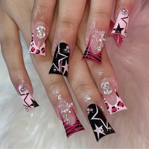 🐆 Duckbill Leopard French Press-On Nails – Y2K Glam with a Punk Edge