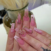✨ 24pcs Gold French Border Press-On Nails – Long Coffin Style with Rhinestones