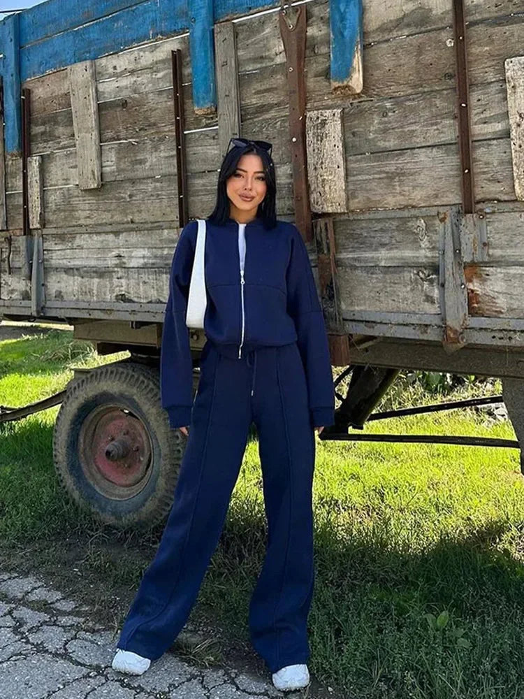 Women’s Solid Hoodie & Long Pants Set – Chic Casual 2‑Piece Suit (2025 Collection)