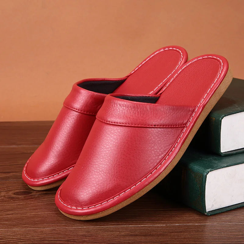 Affordable PU Leather Slippers – Cozy & Waterproof Indoor Comfort