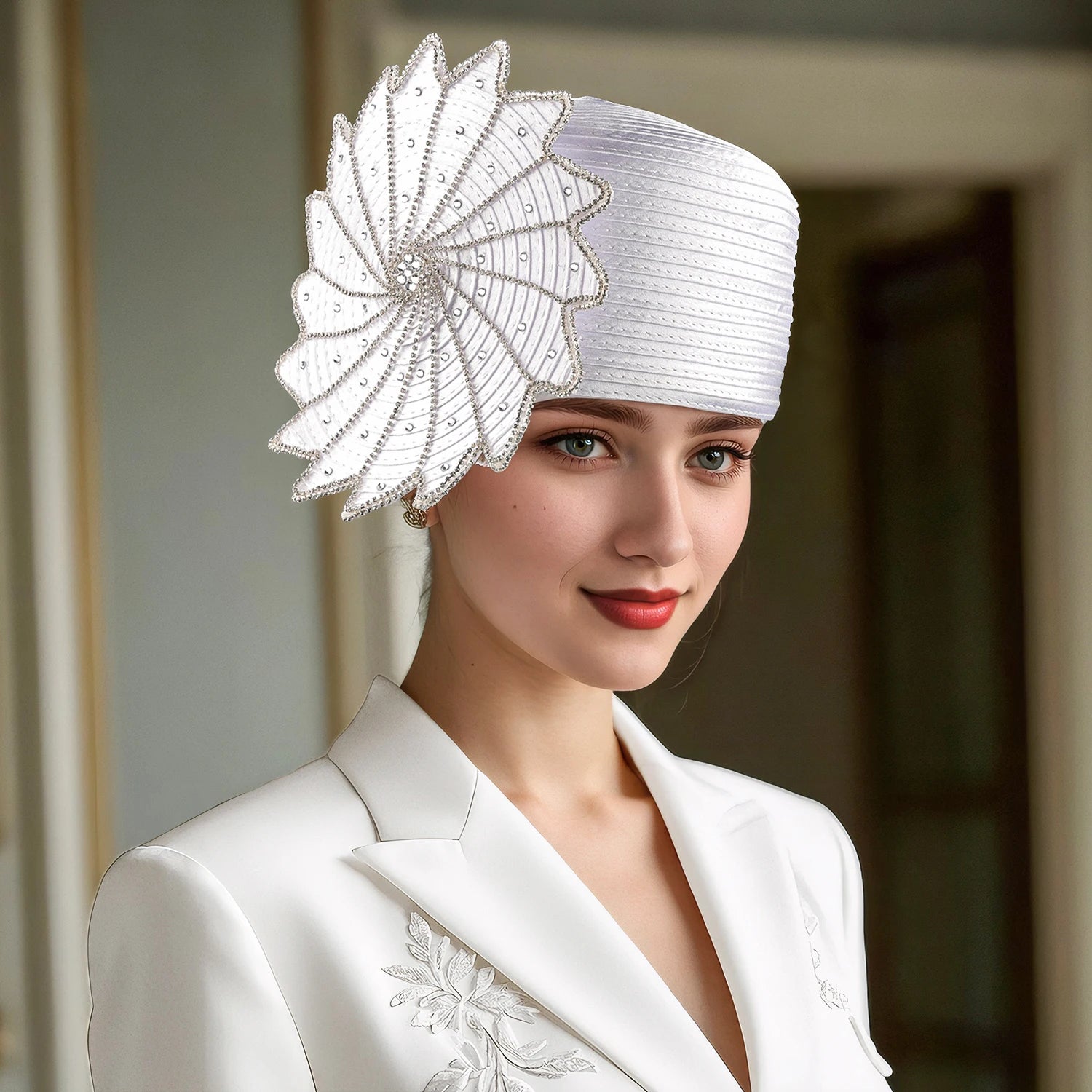 Fancy Satin Cloth Church Hat for Women