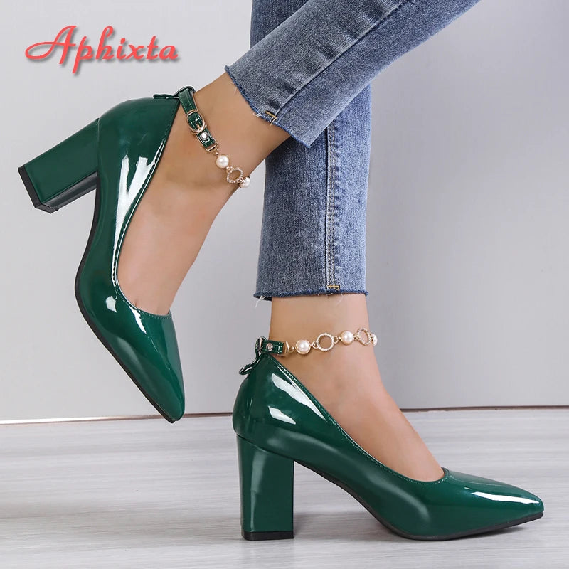 ✨ Aphixta 2024 New Luxury Rhinestone & Pearl Chain Pumps