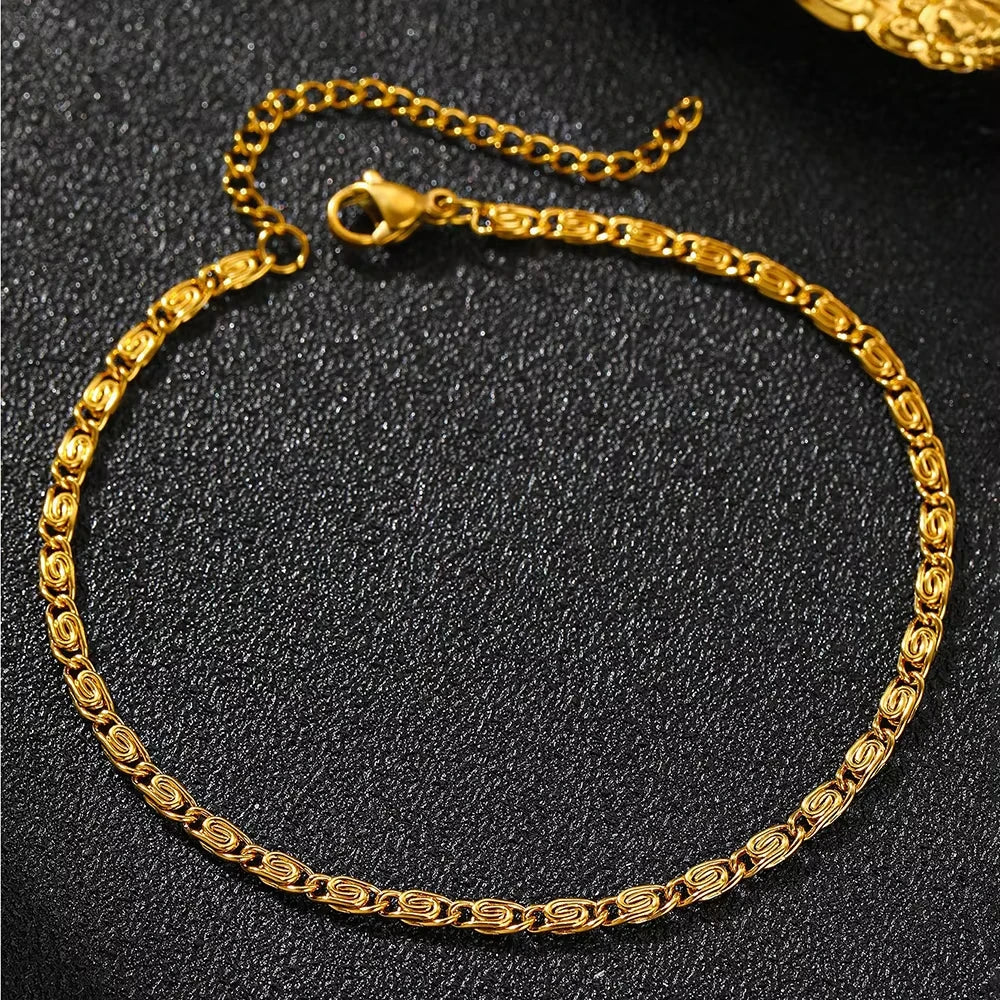 ✨ FTCY Stainless Steel Chain Bracelet – Lightweight Gold Elegance for Your Wrist or Ankle