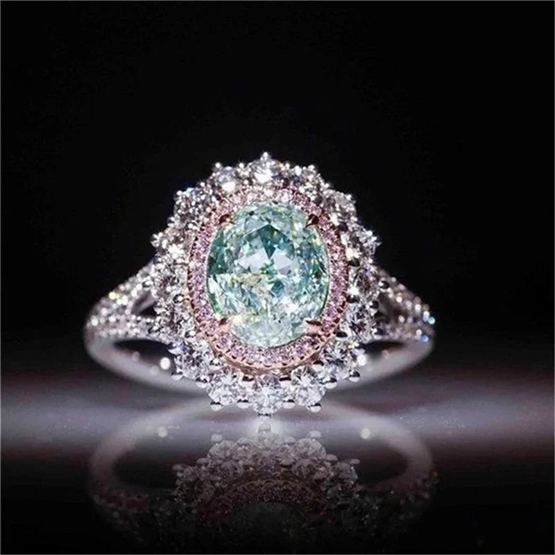 💍 Luxurious Silver-Inlaid Pink Zircon & Multicolour Stone Ring