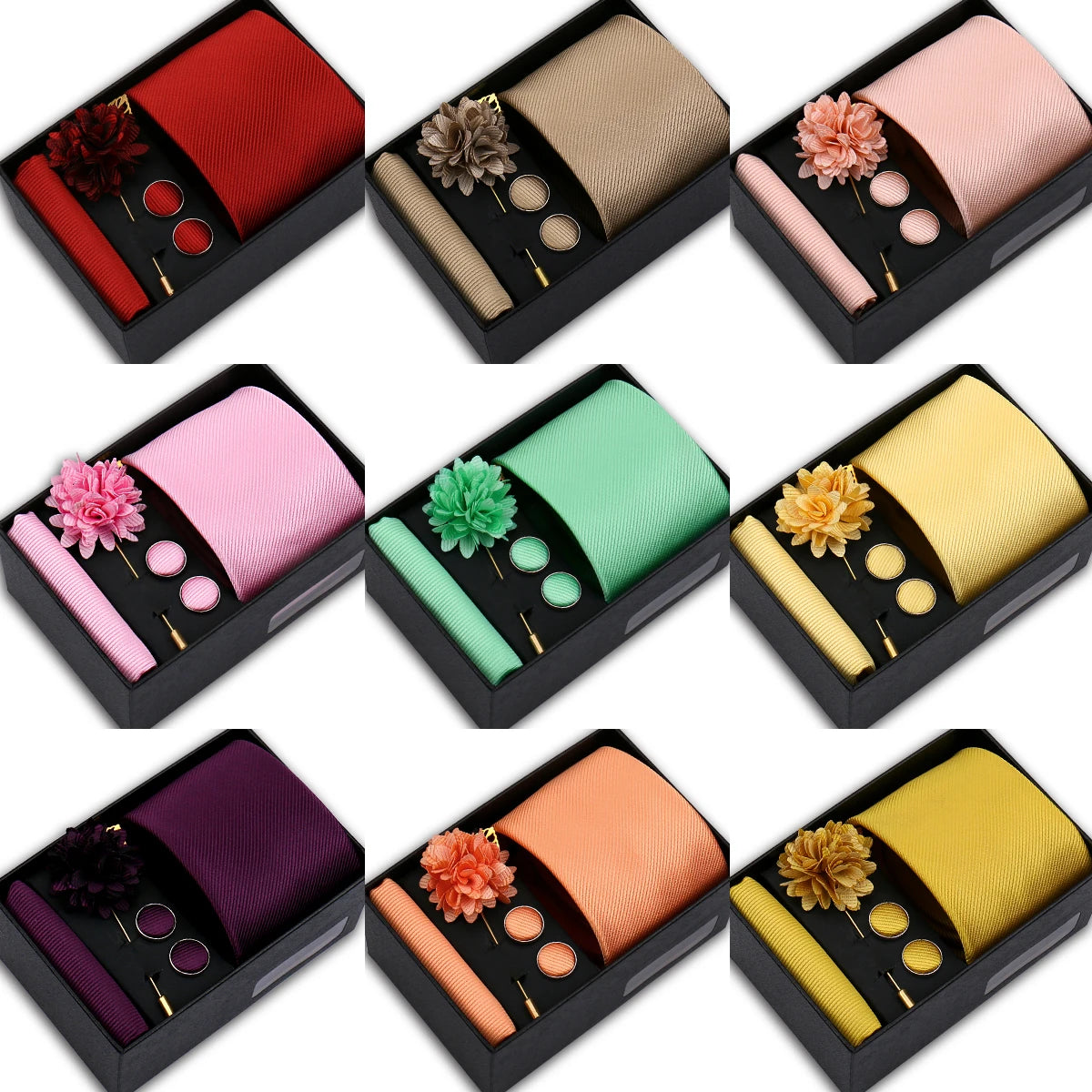 Top-Quality Solid Color Tie Set – The Perfect Touch of Elegance