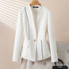 Good‑Looking Splice Collarless Suit Jacket — Women’s 2026 New Short Blazer