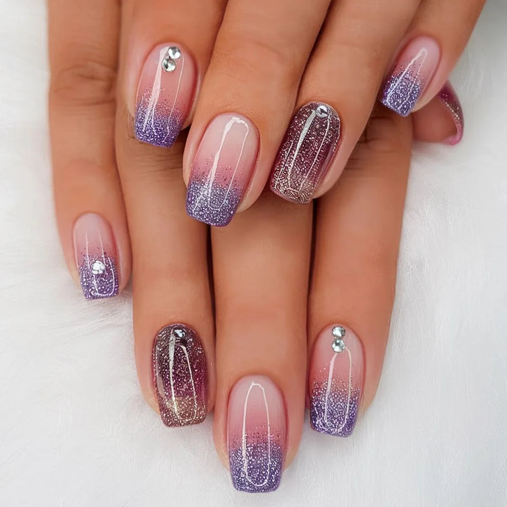 🤍 24pcs Nude White French Press-On Nails – Short Square, Simple & Stylish