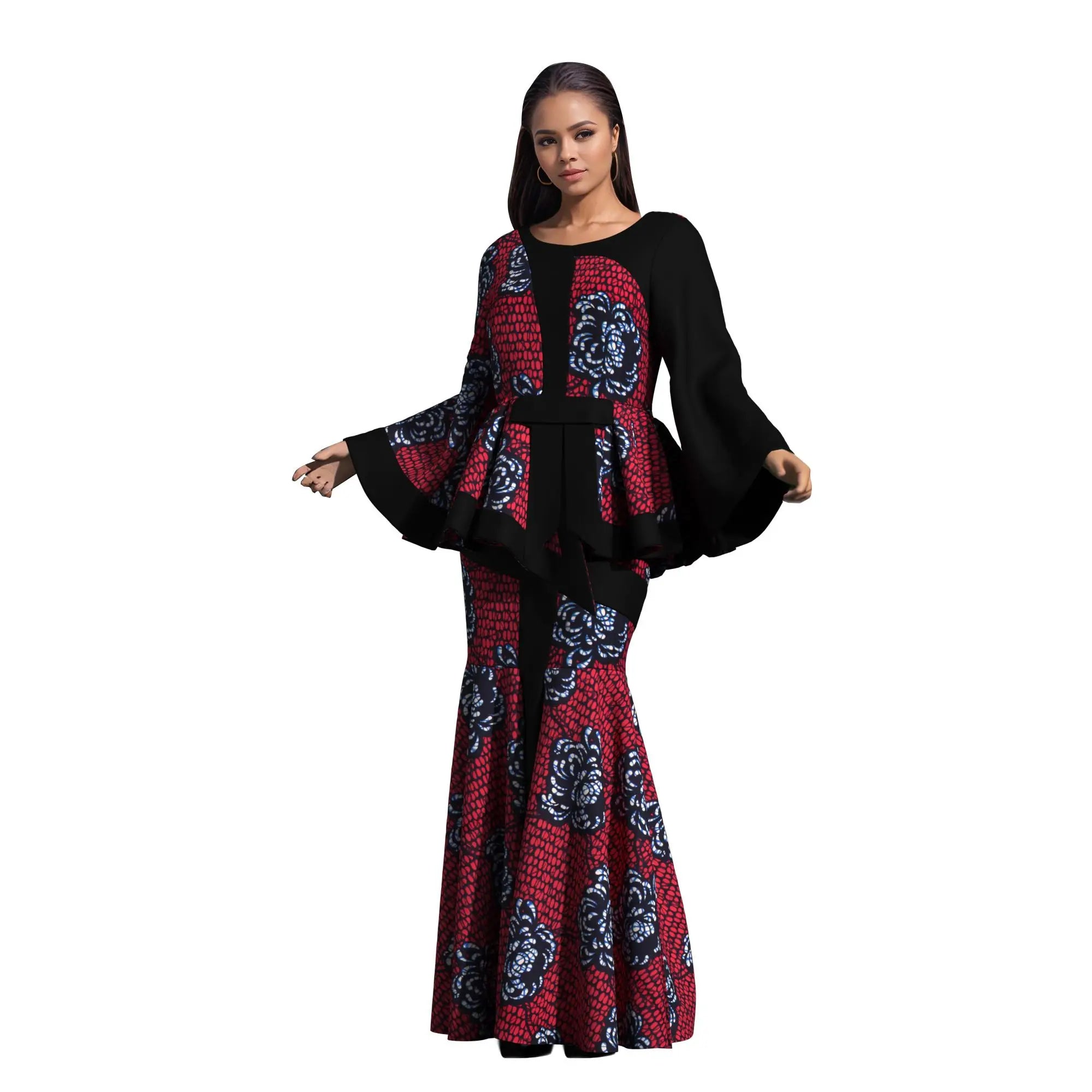 Women’s African Wax Print Two‑Piece Outfit — 2025 Bazin Riche Set (WY3792)