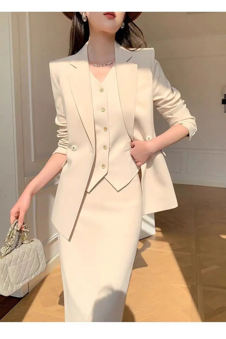 👑 Advanced Temperament Women’s Professional Three-Piece Suit Set