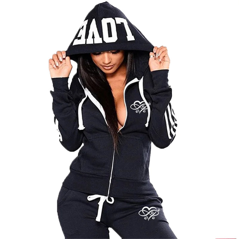 Fashion Heart Print Women Track Suits – Your Perfect Sportswear Set!