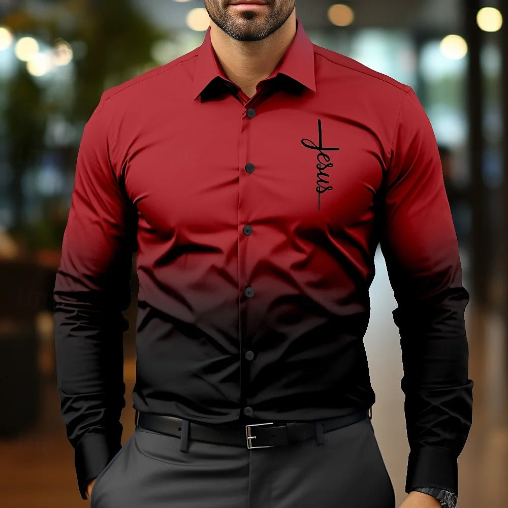 Color-Changing Lapel Men's Button-Up Shirt – Fashion Meets Innovation!