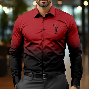 Color-Changing Lapel Men's Button-Up Shirt – Fashion Meets Innovation!