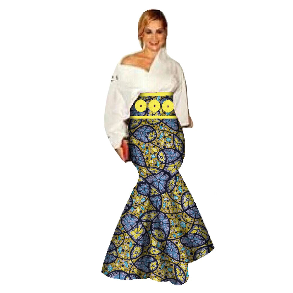 🌸 New African Casual Skirt for Women – Binta Real Wax Batik Cotton Skirt (WY078)
