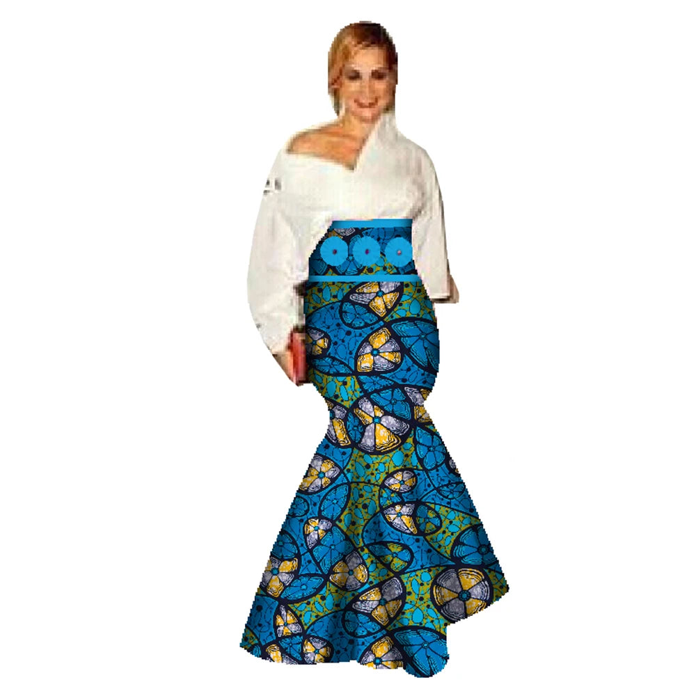🌸 New African Casual Skirt for Women – Binta Real Wax Batik Cotton Skirt (WY078)