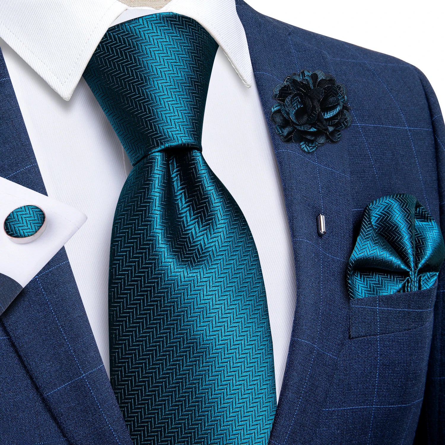 Luxury Yellow Solid Silk Tie Set for Men