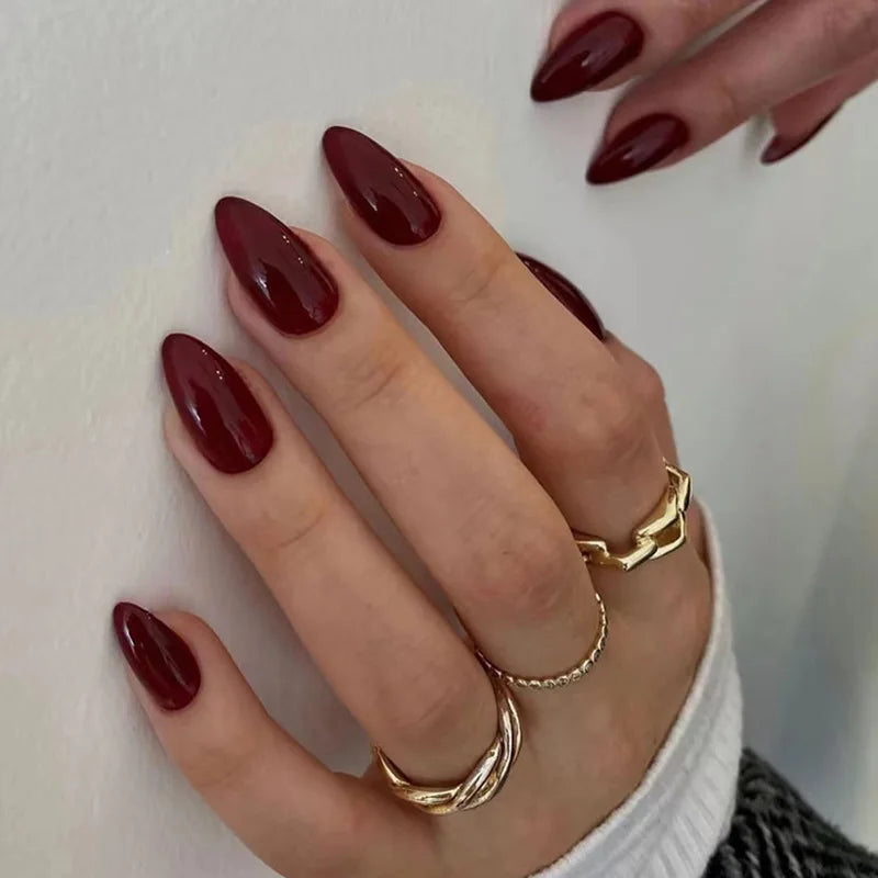 🍒 24pcs Cherry French Almond Press-On Nails – Cute, Wearable & Full of Charm
