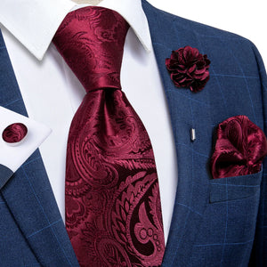 Blue Silver Paisley Neck Tie Set for Men