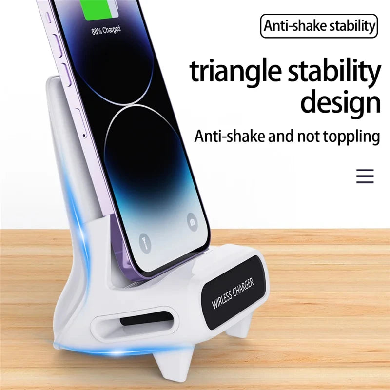 Wireless Charger Stand Pad – 15W Fast Charging Station & Desktop Phone Holder