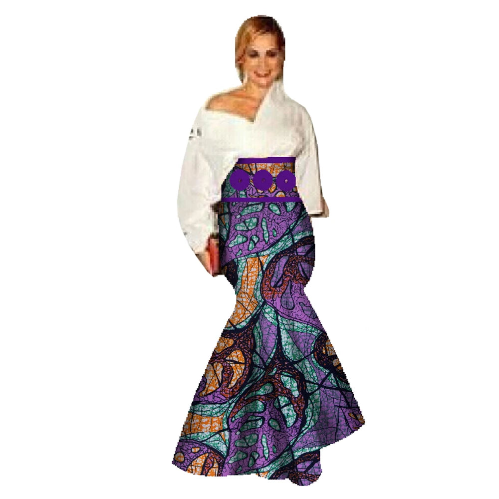 🌸 New African Casual Skirt for Women – Binta Real Wax Batik Cotton Skirt (WY078)