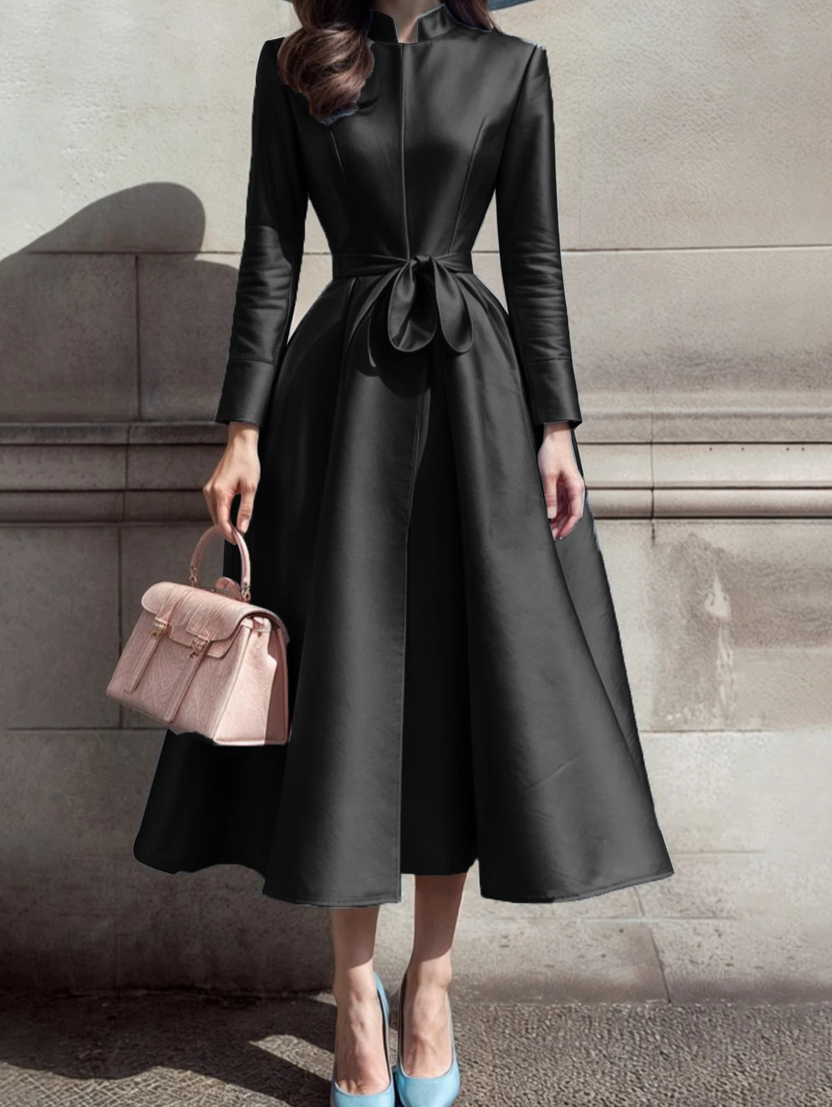 Elegant Stand Collar Pleated A-Line Midi Dress
✨ Grace, Elegance & Timeless Style ✨