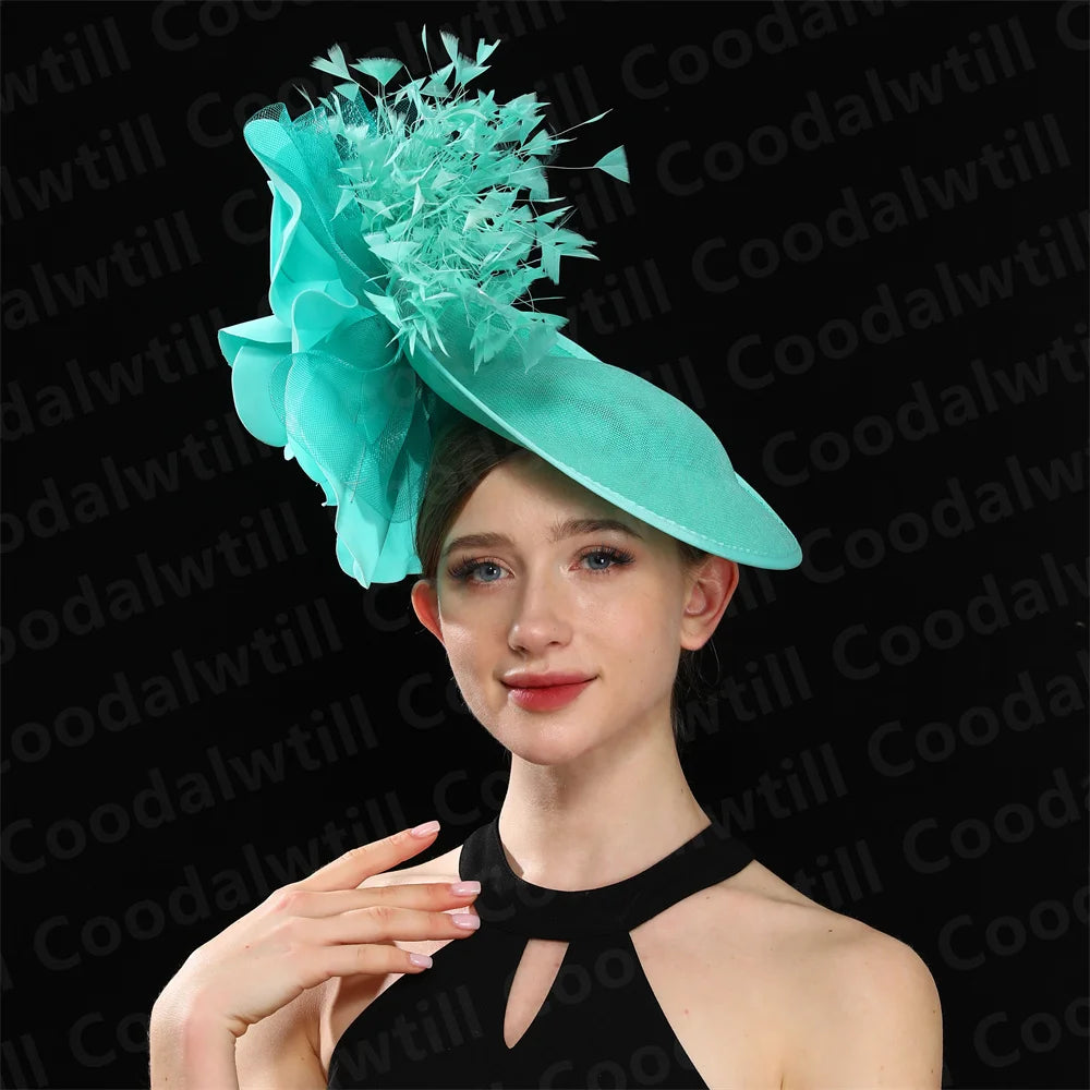 🌸 Big Flower Wedding Fascinator Hat – Elegant Women’s Headpiece for Special Occasions