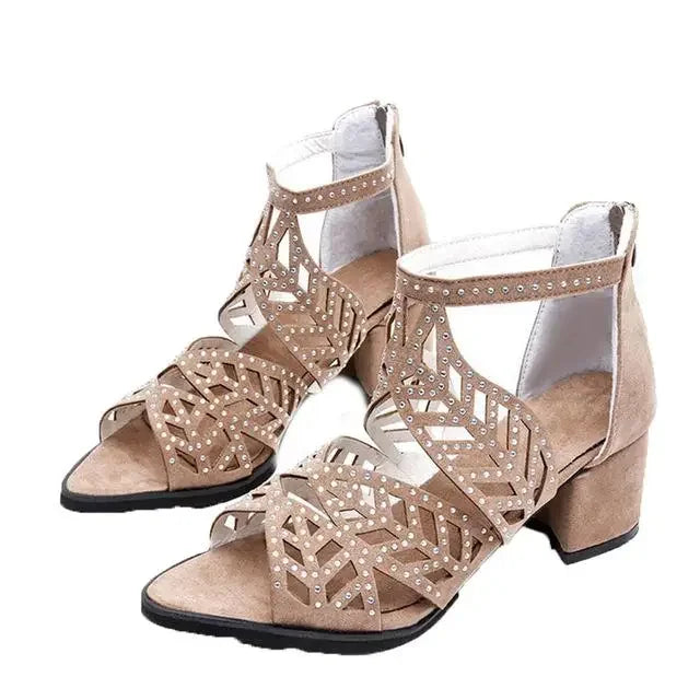Shine Bright This Summer with Rhinestone Faux Leather Sandals!