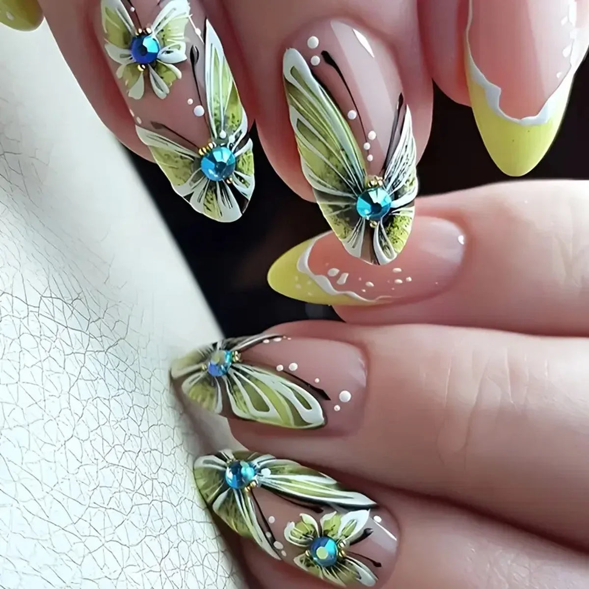 💗 24pcs French Almond Press-On Nails – White Edge with INS Pink Style