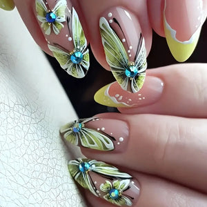 💗 24pcs French Almond Press-On Nails – White Edge with INS Pink Style
