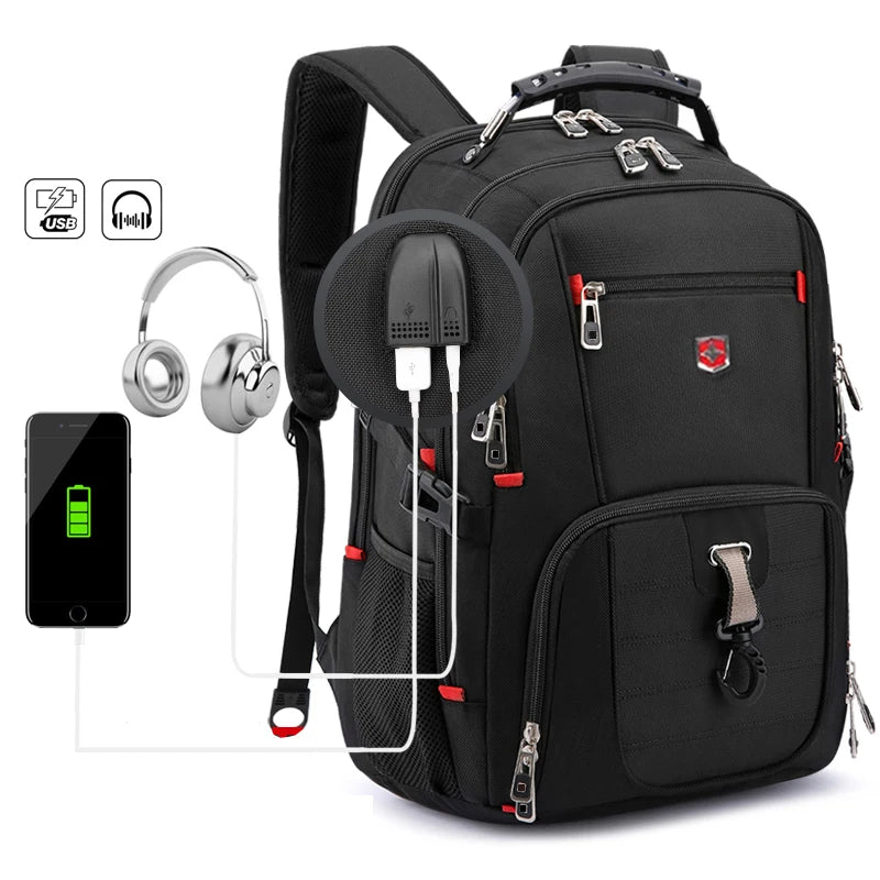💼 Waterproof Men's Laptop & School Backpack – Swiss-Style, Large Capacity