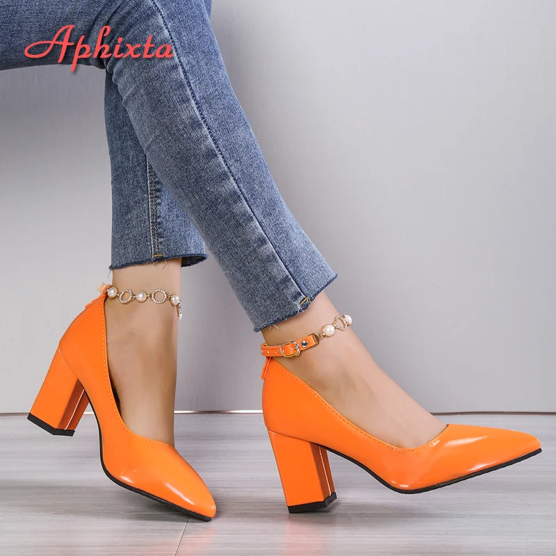 ✨ Aphixta 2024 New Luxury Rhinestone & Pearl Chain Pumps