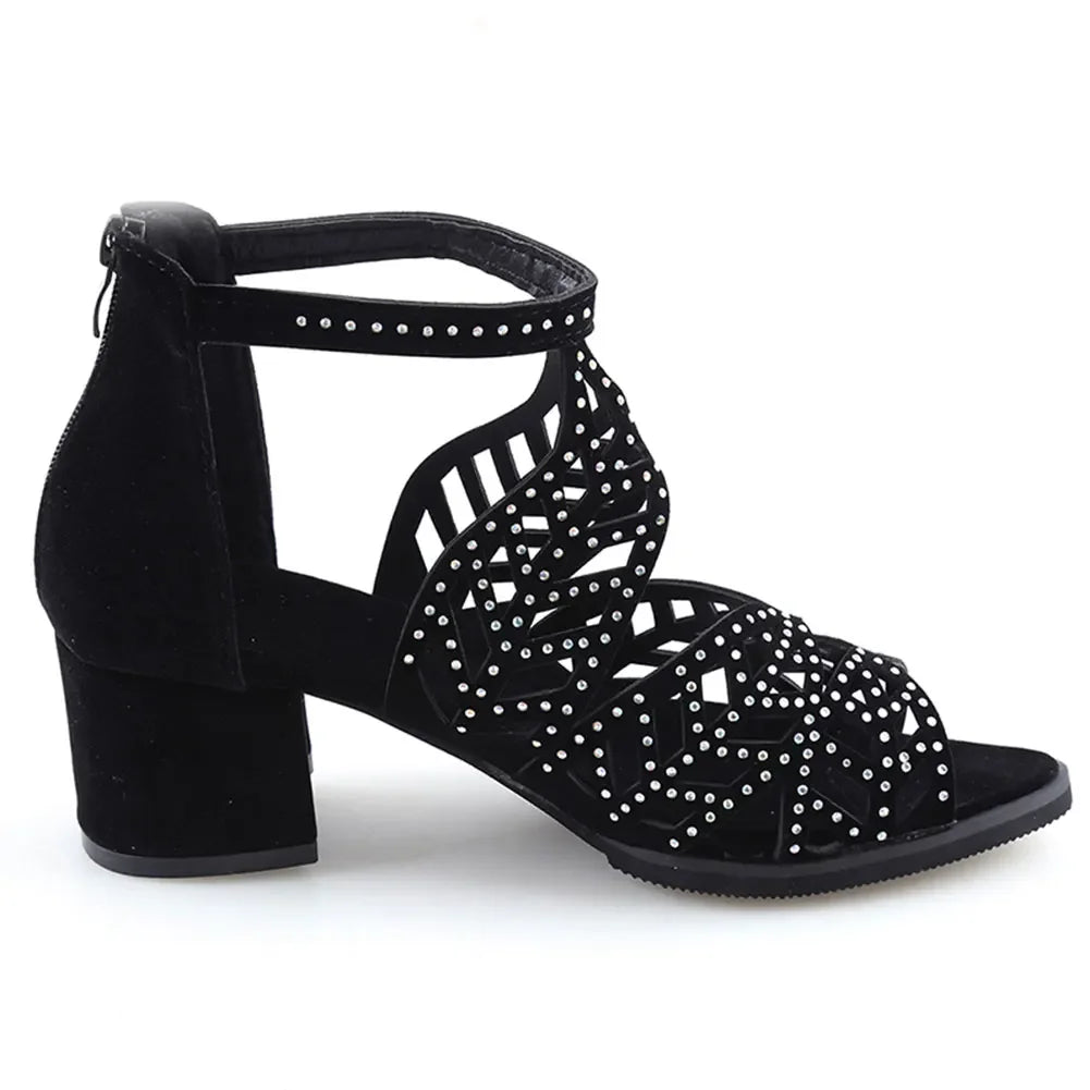 Shine Bright This Summer with Rhinestone Faux Leather Sandals!