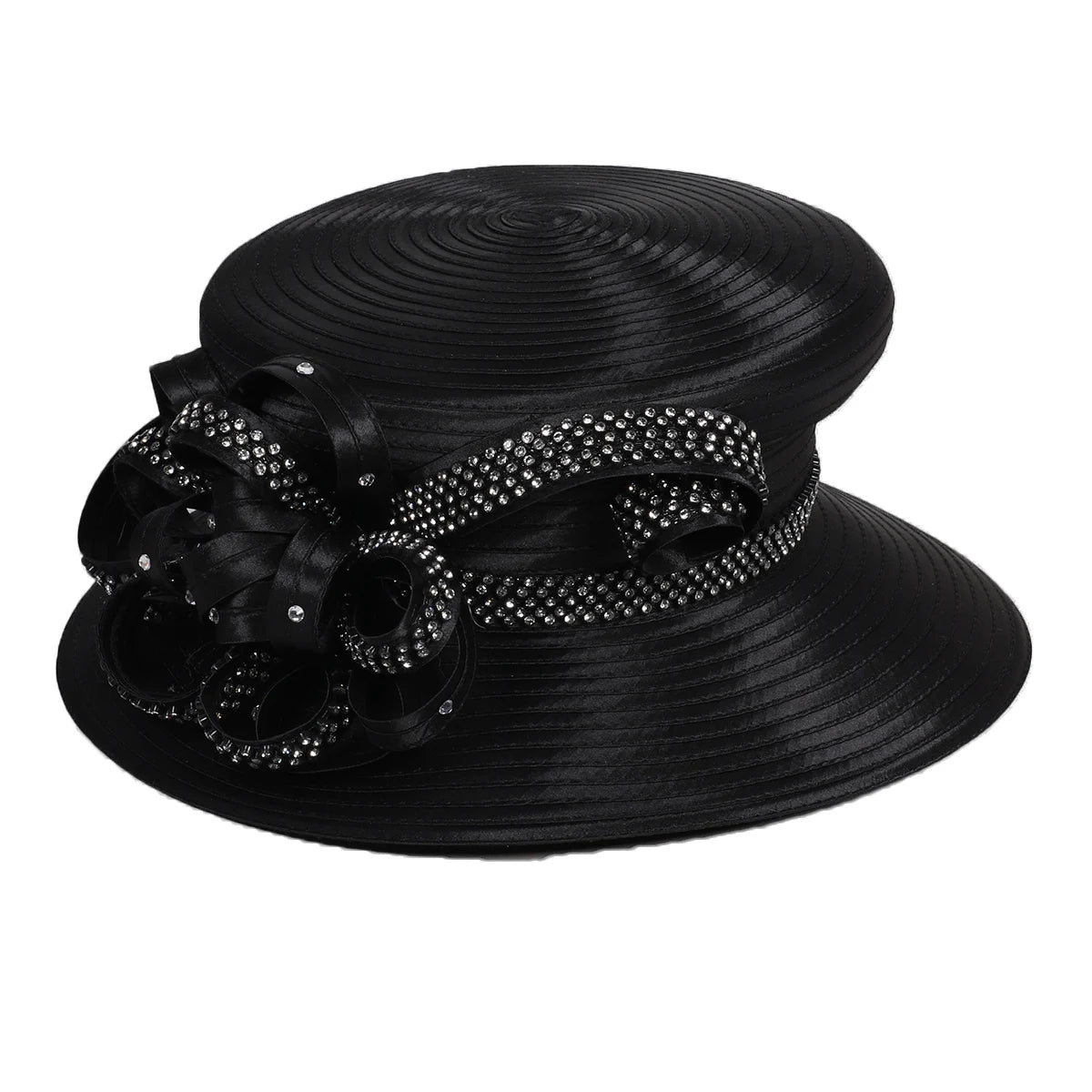 Women’s Wide Brim Black Bowler Hat