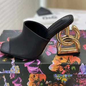 Eye-Catching Patent Leather Mules – Peep Toe High Heels